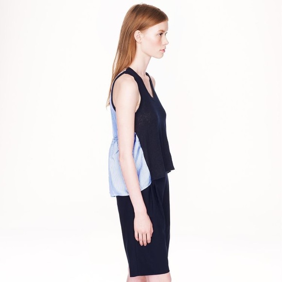 J. Crew Tops - 3/$35 J.Crew Stripe Back Linen Tank Top Navy Blue